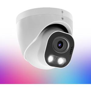 8MP 4K PoE IP Security Camera, H.265 Smart Dual Light Turret Dome Camera, Support Color Night Vision, Two Way Talk, SD Card Slot, 98ft Night Vision, 110Wide Angle, Human/Vehicle Detection
