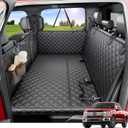 REEVAA Dog Truck Seat Cover for Back Seat, Hard Bottom Dog Hammock for Car, Pet Bed Extender for 2-4 Large Dogs, Waterproof Seat Protector, Universal XL Size Fits for Crew Cab Truck/SUV, Black