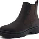 JABASIC Women Chelsea Boots Low Heel Elastic Ankle Boots (10,Army Green) (5, Brown)