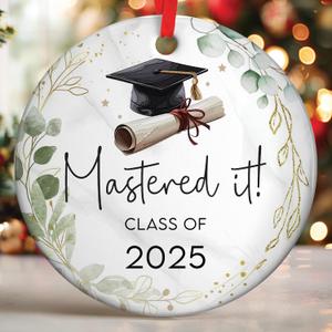 2025 Graduation Ornament - Premium Class of 2025 Ornament, Unique Masters Degree Gifts, Ideal Gifts for College Men, Stylish Christmas Keepsake, Distinguished College Graduation Ornaments
