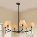 39 Inch Boho Chandelier Light Fixture 6 Lights Adjustable Large Hand Woven Rattan Rustic Black Pendant Lights Farmhouse Hanging Light Fixture for Dining Room Kitchen
