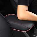 LECART Center Console Cover for Jeep Grand Cherokee Accessories 2022-2011 Car Armrest Cover Black Leather Red Stitches Auto Interior Anti-Scratch Protector Pad