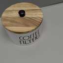 Wooden Coffee Filter Holder With Lid-Rustic Storage Container and Dispenser Basket for Coffee Bar Decor, Farmhouse Accessories(White)