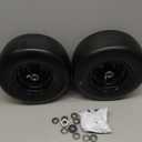 2PC 13x6.50-6 flat free tire and wheel, Universal 3/4" Bearings & Extra 5/8" Bearings, lawn mower tires, 550lbs Load Capacity, front tires for zero turn mowers Adjustable Center Hub (4" to 8.2").