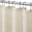 Seasonwood Linen Shower Curtain Fabric Boho Beige Shower Curtain Neutral Linen Shower Curtains for Bathroom Vintage Farmhouse Bathroom Decor (72x72 Inch)
