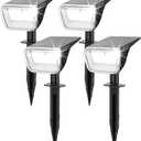 Linkind Solar Spot Lights Outdoor, 60 LEDs Solar Lights Outdoor Waterproof IP67 with 30% Conversion Rate, Ideal for Landscape, Garden, Yard, Pathway (4 Pack, Cool White)