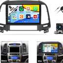4+64G 8-Core Android 13 Car Stereo for Hyundai Santa Fe 2006-2012 with Wireless CarPlay Android Auto, 9 '' IPS Touchscreen Radio with WiFi GPS Mirror Link Bluetooth FM RDS DSP 32EQ SWC + Backup Camera
