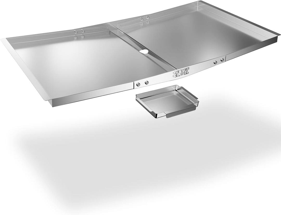 Grease Tray with Catch Pan - Dyna Glo Grill Replacement Parts, Adjustable Stainless Drip Pan for Gas Grill Models from Dyna Glo, Nexgrill, Expert Grill, Kenmore, BHG and More (Width 30"-36")