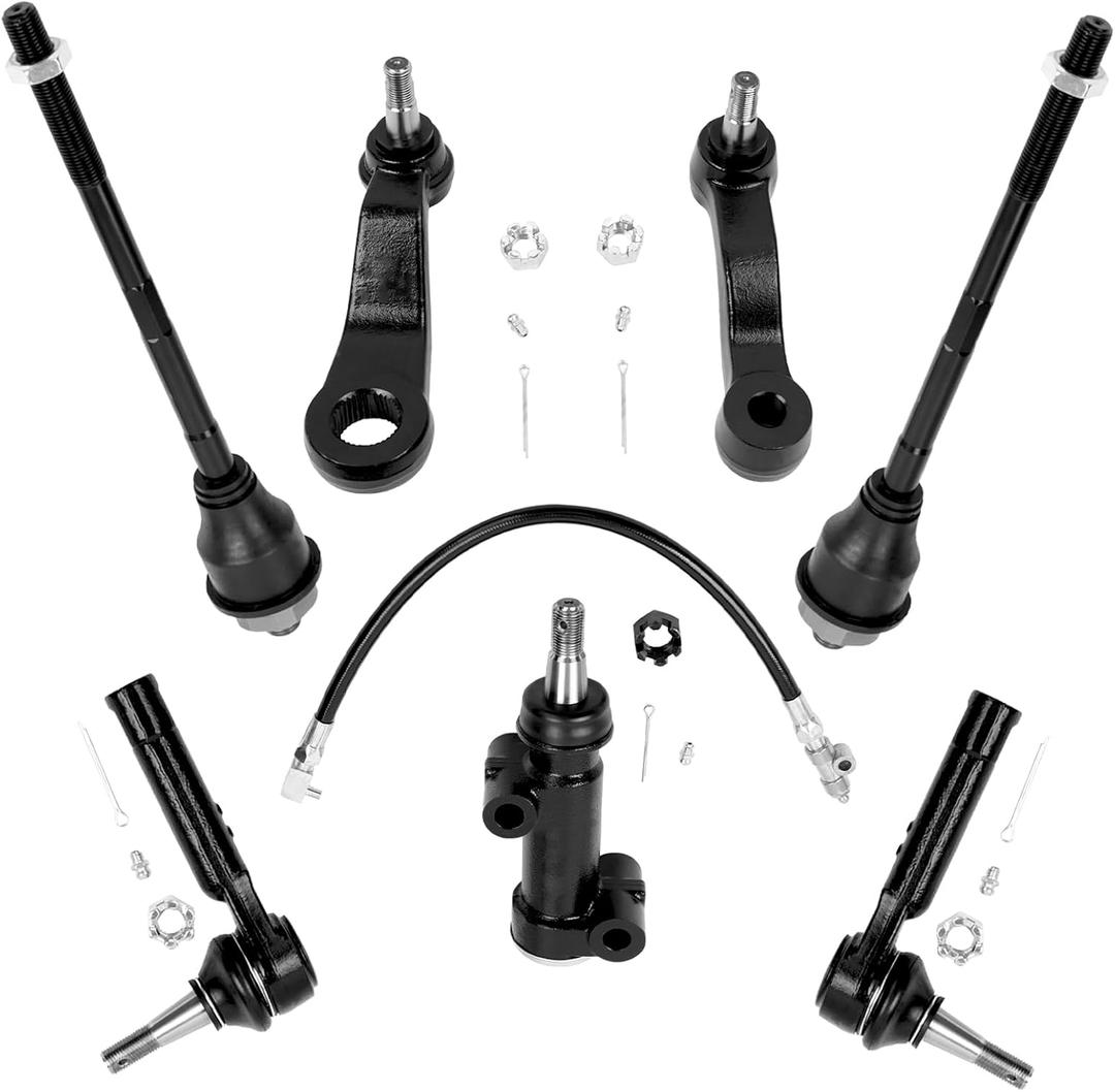 7pc Front Inner Outer Tierod Pitman Idler Arm Replacment for Silverado Sierra 1500 4WD, Tahoe 4.8L & 5.3L V8