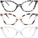 DXYXYO Cat Eye Reading Glasses for Women 3 Pack Anti Blue Light Computer Readers Stylish Retro with Spring Hinge 1.75