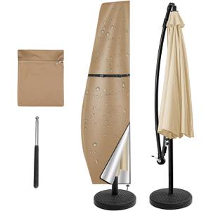 Neween Patio Umbrella Parasol Cover - 210D Waterproof Outdoor Offset Banana Style Umbrella Cover - Fits Cantilever Offset Umbrella 7-11 Feet,Khaki
