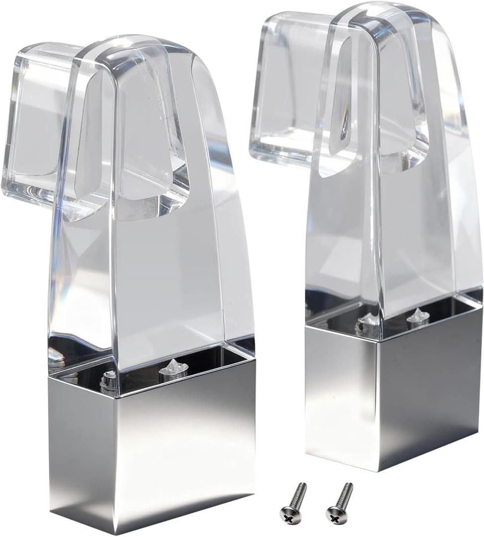 Transparent Acrylic Shower Door Towel Bar Bracket Compatible with Alumax/Basco Framed Sliding Glass Shower Door Towel Bars Features Polished Chrome Covers - Set of Two Brackets