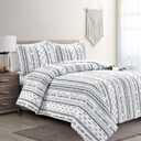 Lush Decor, Navy/White, Hygge Stripe 3 Piece Quilt Set, Full/Queen