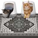 Glittme Cat Litter Mat with Non-Slip Bottom Litter Box Mat 33"X22" Litter Trapping Mat Easy to Clean Washable Cat Food Mat for Kitty,L