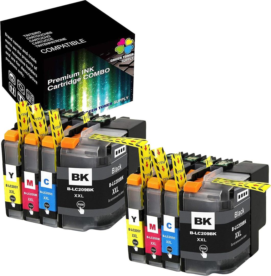 (Pack of 8) Compatible Replacement for Brother LC209 LC205 LC 209 205 LC-209 LC-205 Ink Cartridge (2 x Basic Set) for MFC-J5520DW J5620DW J5720DW Printer