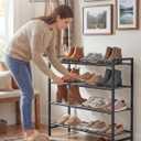 SONGMICS Metal Shoe Rack, Free Standing Shoe Organizer for Entryway Closet Garage Small Spaces, Heavy-Duty Slim Steel Storage Shelf, 4-Tier, Fits 15-20 Pairs, Black ULMR044BP01