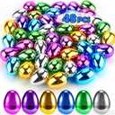 CPPSLEE 48 PCS Plastic Easter Eggs, 2.36" Easter Basket Stuffers for Toddler Kids Baby Boys Girls Teens, Fillable Metallic Gold Easter Eggs