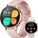 AMOLED Smart Watch for Women Smartwatch Compatible Android and iOS Phone, Answer/Make Calls Fitness Tracker/Running Watch, Sleep Heart Rate Monitor 100 Sports IP68 Waterproof Two Color Straps