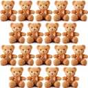 HyDren 18 Pcs Bear Stuffed Animals Bulk 12 Inch Soft Plush Bears Doll with Bows Small Stuffed Toy for Girl Boy Baby Shower Christmas Valentine Birthday Decor Gift Party Favors (Light Brown)