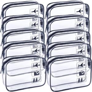 Clear Travel Bags for Toiletries 10Pcs,Clear-Makeup Bag Toiletry bags Quart Size Travel-Bag, Black