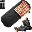 KingCamp Sleeping Bag for Adults, Cold Weather & Warm Extra Wide Big & Tall XL Portable Waterproof Flannel Sleeping Bags, Essentials Gear Accessories for Camping Backpacking Hiking Indoor & Outdoor (Wearable 4.8lbs Black)