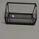 Hipiwe Glass Business Card Holder Stand, Gold Metal Frame Name Card Display Organizer, Office Desktop Countertop Business Cards Storage Holder, Fits 80-100 Business Cards