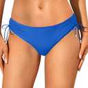 Talisea Womens Low Rise Bikini Bottoms - Side Tie Bathing Suit Swim Bottom Ruched Swimsuits Swimwear Royal Blue.S