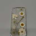 for iPhone X/iPhone Xs Clear Case with Pressed Real Flowers Design,Glitter Cute White Floral Pattern Slim Soft TPU Protective Women Girl's Phone Cover for iPhone X/Xs