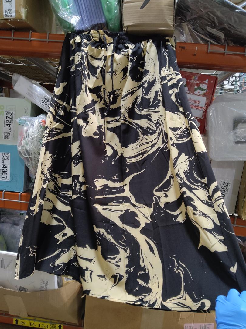 Magritta Women's Print Midi Skirt with Pocket Elastic High Waist 2025 Trendy Black Painting Swing Skirts for Women Medium