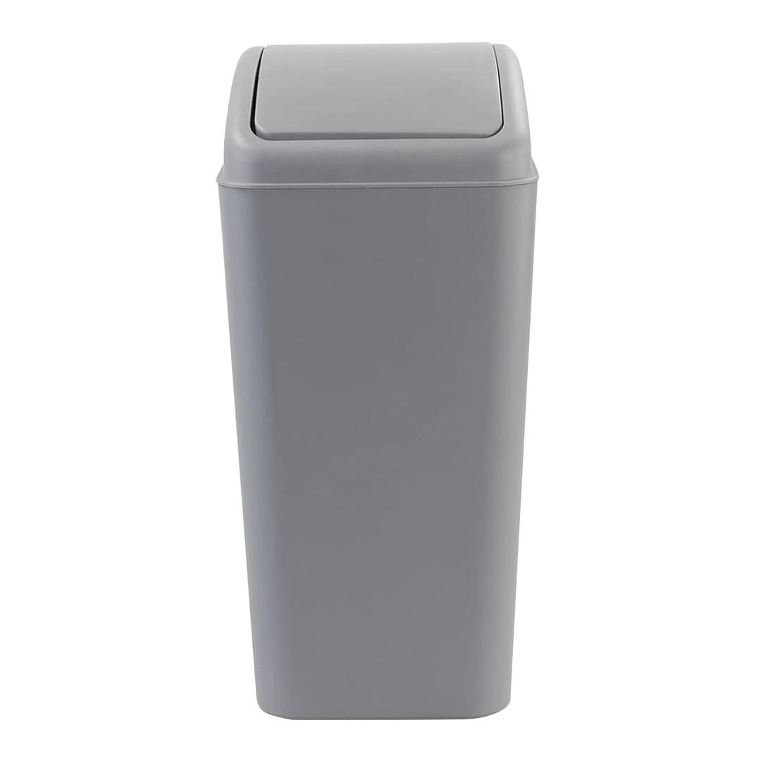 4.5 Gallon Plastic Swing-Top Trash Can, Garbage Can with Swing Lid, Gray