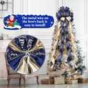 Christmas Tree Topper Bow, 13" Large Gold White Glitter Ribbon Bow with Snowflakes Print, Elegant Xmas Tree Top, Long Wired Ribbon, Decoration for New Year Holiday Party​ & Farmhouse Decor