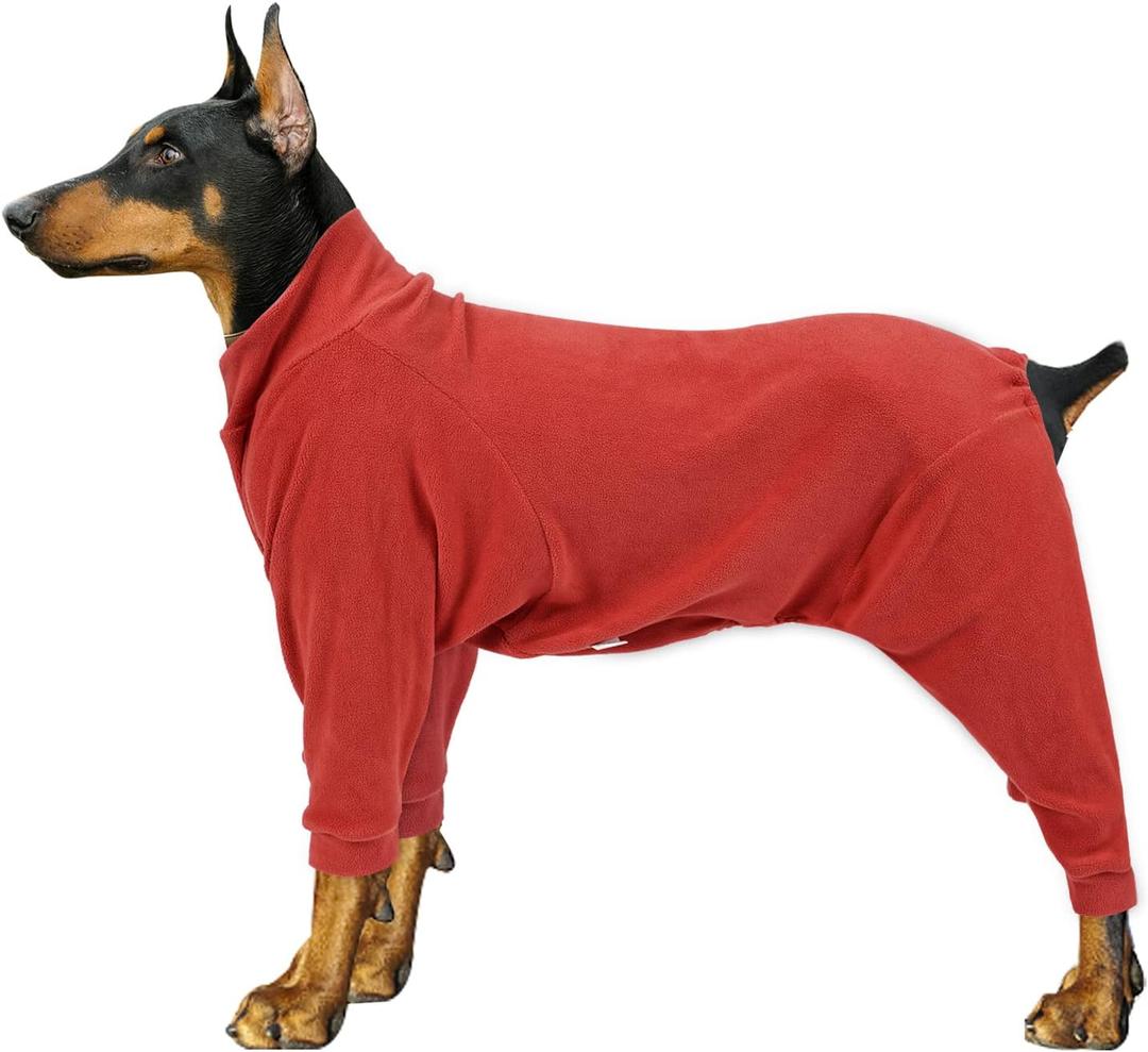 Dog Cold Weather Coat 4 Legs Pajamas Onesie Winter Soft Clothes,Warm Sweaters Jacket Pet Clothes, Stretchy Soft Doggy Jumpsuits Sweatshirt for Medium Large Dogs, Orange XL