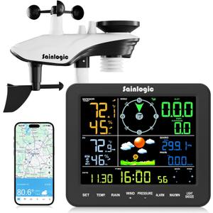 Sainlogic Smart WiFi Weather Stations Wireless Indoor Outdoor SA8 Plus,24/7 AI Weather Forecast by Weatherseed, Home Weather Station with APP/Email Alert, Rain Gauge, 2-Year Data StorageOnly 2.4G