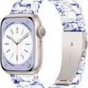 Lightweight Resin Band For Apple Watch Series, Fashion Adjustable Replacement Strap for iWatch Bands for Women Men Unique Blue and white Porcelain for Starlight, 38mm/40mm/41mm/(42mm Series 11/10)