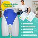 Wearable Urine Collector for Men with Adjustable Pants, Soft Silicone Urine Cup, Long Tube, 1000ml and 2000ml Urine Bags, External Catheter for Men, Elderly Men Grey