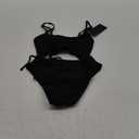 Meyeeka Womens Scoop Neck Cut Out Front Lace Up Back High Cut Monokini One Piece Swimsuit (Small, Black)