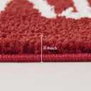 Red Merry Christmas Bath Mat for Bathroom Decorations 16W x 24L Winter Snowflake Cute Seasonal Xmas Bathroom Mat Non Slip Washable Microfiber Shaggy Absorbent Christmas Bath Rug