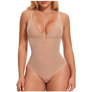 JOYSHAPER Backless Shapewear Tummy Control Body Shaper U Plunge Bodysuits Thong Shapewear Low Back Sexy Bodysuits XL
