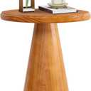 Wood Side Table, Rustic Drink Table, Round Coffee Table for Living Room, Bedroom, Balcony, 16 inch