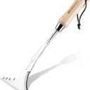 WORKPRO Crack Weeder, 13.5" Stainless Steel Crevice Weeding Tool with Wooden Handle, L-Shaped Side-Walk Weed Puller Spatula, for Garden Lawn Yard Patio Terrace Paving Garden Tool