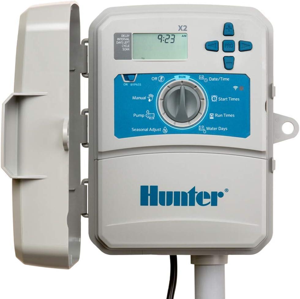 Hunter Hydrawise X2 8 Zone Sprinkler Controller, Outdoor Irrigation Timer for Lawn and Garden, Weather-Based Scheduling, Cycle and Soak, Smart Controller Ready with Optional WiFi Module