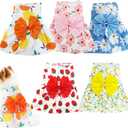 5 Pcs Dog Dresses Floral Puppy Cat Pet Dresses Dog Bowknot Dresses for Small Dogs Girls Puppy Summer Floral Skirts Outfits Cute Princess Pet Dress for Female Yorkie Cats Dogs Pets