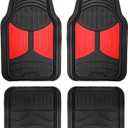 FH Group Full Set Trimmable Rubber Floor Mats, Monster Eyes (Red) - Universal Fit for Cars Trucks and SUVs