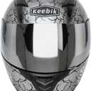 Motorcycle Skull Helmets for Adult Men Women, Full Face Lightweight Street Bike Racing DOT Graffiti Helmet with Extra Clear Visor, L