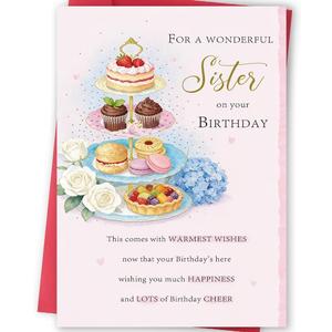4 x FANCYLUCKY Happy Sister Birthday Card, Funny Birthday Card Gifts for Sister, Gifts Ideas for Women