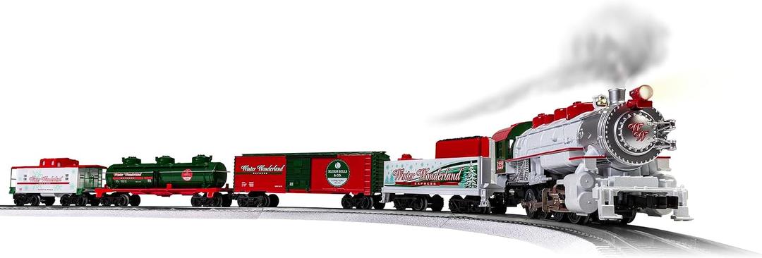 Lionel Winter Wonderland LionChief Electric O Gauge Bluetooth 5.0 Train Set with Remote, Voice Control, Lights, Sounds, & Smoke, Christmas Train Set, Age 14+