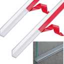 Newtay 2 Pcs 3/8'' x 73'' Long Clear Vinyl L-Type Seal Strip with Pre-Applied Self Adhesive Threshold Water Dam Barrier Bathroom Glass Shower Door Seal Strip for Gap Frameless Shower Door