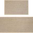 CRUGLA Kitchen Rugs and Mats Non Skid Washable Sets of 2Absorbent Standing Runner Rugs for Floor, Kitchen, Bathroom, Bedroom, Living Room - Beige (47x17+29.5x17inch)