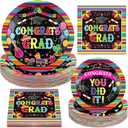 150 Pieces Mexican Graduation Party Tableware Set Mexico Graduation Party Decorations Disposable Dinner Paper Plates and Napkins Graduation Plates for 50 Guests Congrats Grad Party Supplies