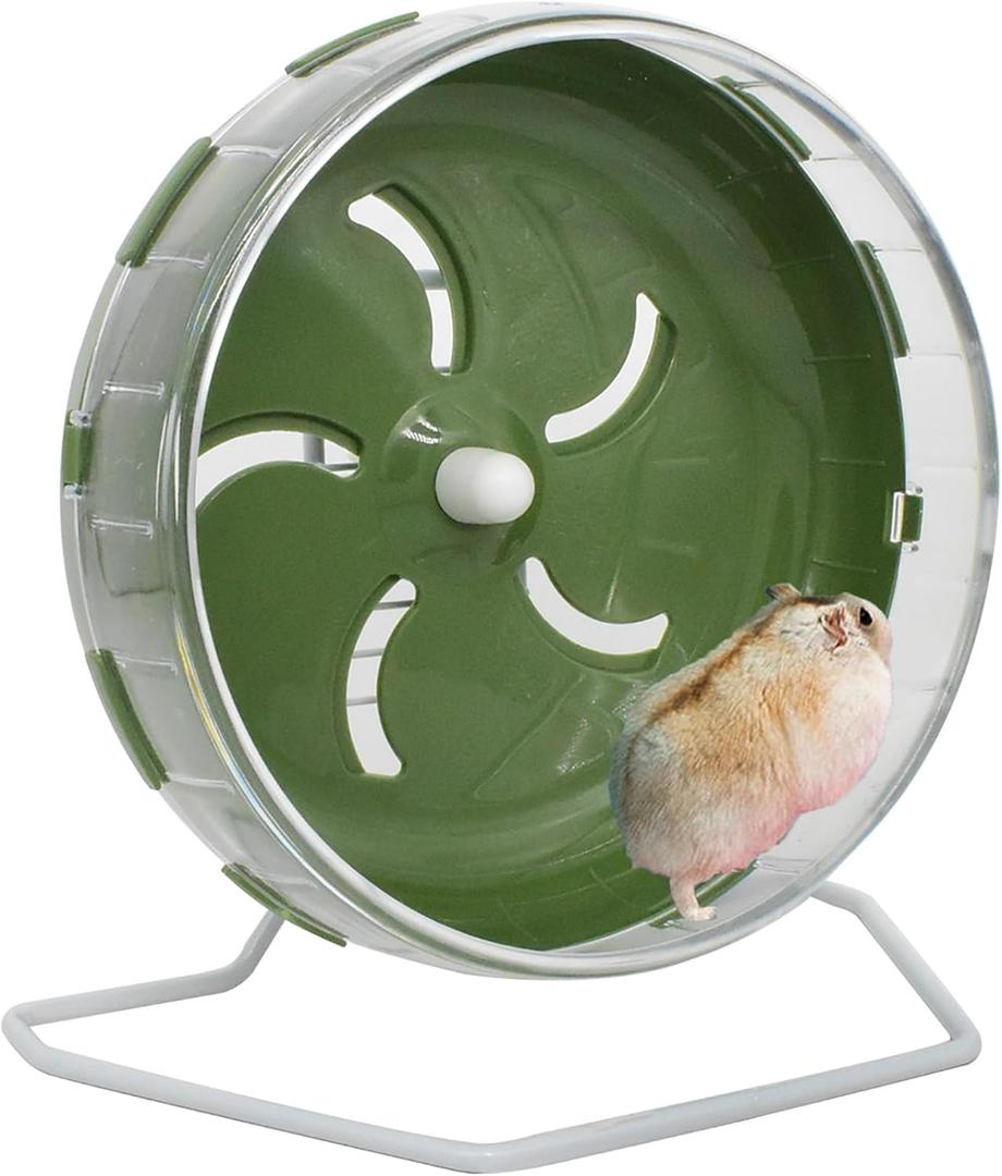 Hamster Wheel, 8.5 inch Silent Hamster Exercise Running Wheel with Stand,Pet Small Animals Exercise Running Toys, Adjustable Quiet Spinner for Guinea Pigs, Sugar Gliders, Gerbils (Green, 8.5in)